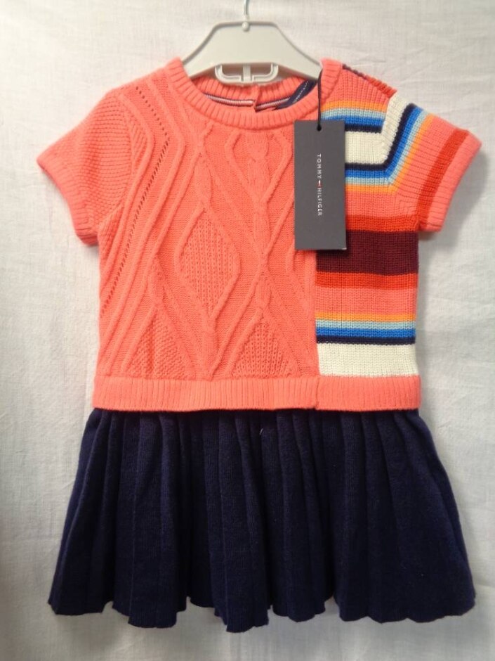 Tommy Hilfiger Knit Dress Pink And Navy Size: 12-18 Months