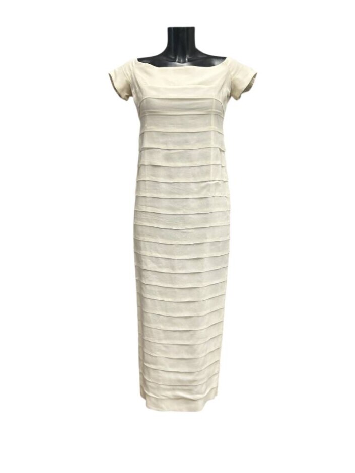 Yvonne Damant  Cap-sleeve Midaxi Sheath Dress Ivory  Size: 8
