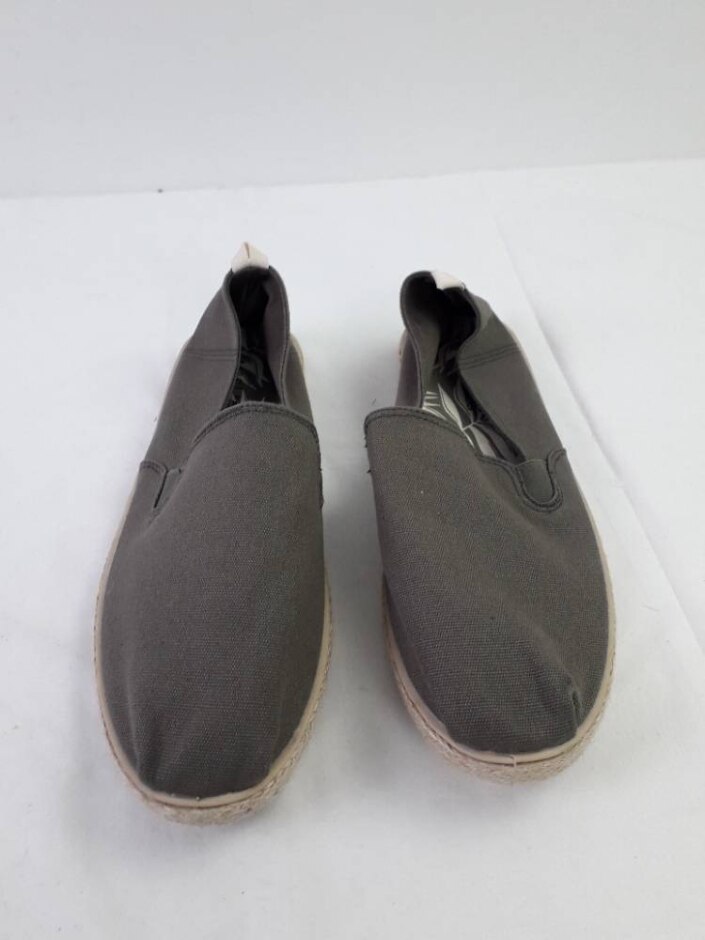 M&s Woven Flat Canvas Shoes Slip On Khaki Size 9