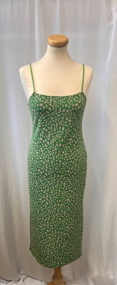 Zara Stylish Green&pink Dress Green Size: L