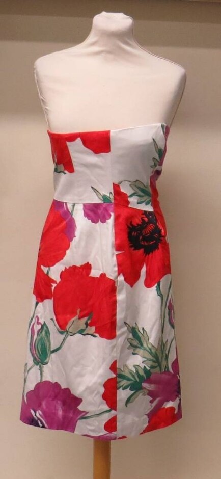 Coast Strapless Dress White/red/green Size: 8