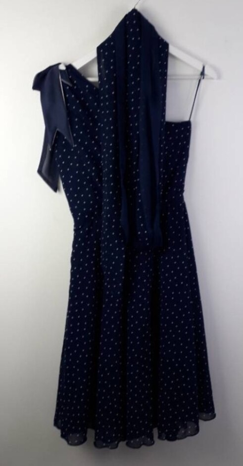 Unbranded Polka Dot One Shoulder Dress Navy  Size: S