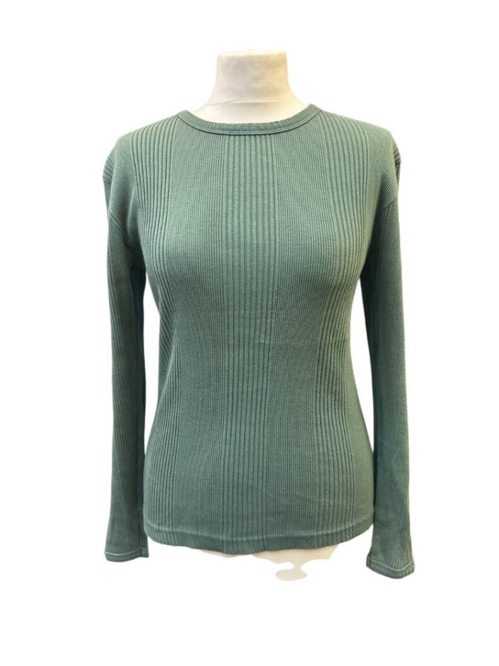 Gaultier Jeans Long Sleeve Stretch Cotton Top Green Size: 16