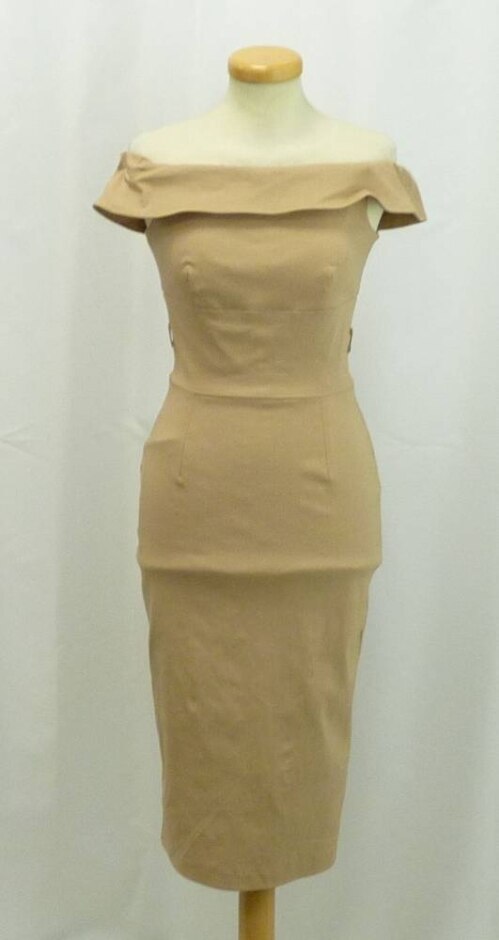 Bnwt The Pretty Dress Company Midi Party Dress Beige Size: 8