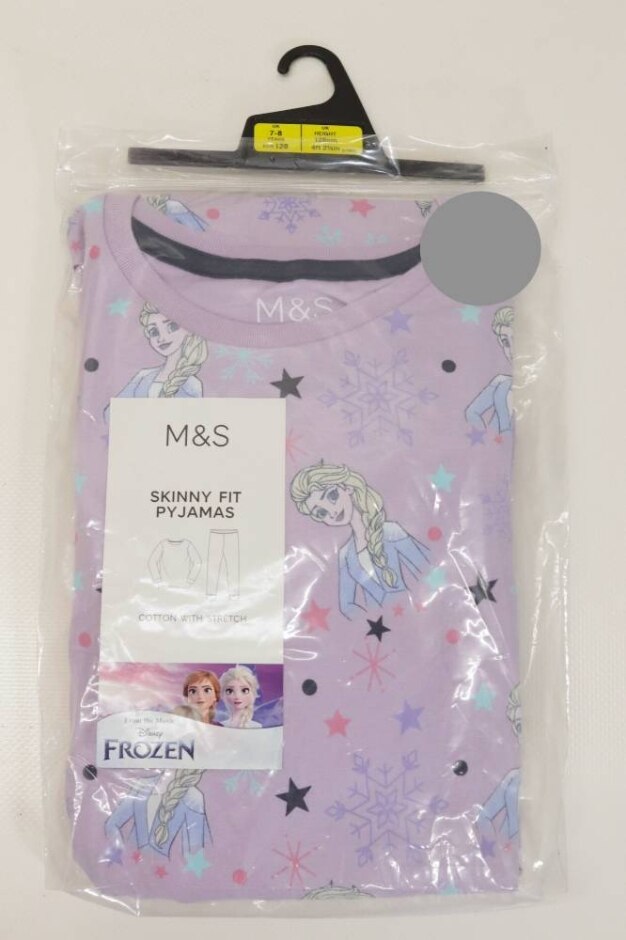 M&s Marks & Spencer Bnwt Frozen Skinny Fit Pyjamas Purple Size: 7 - 8 Years