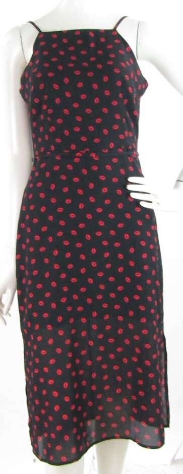 Bnwt Oasis Midi Dress With Belt Black & Red Size: 10