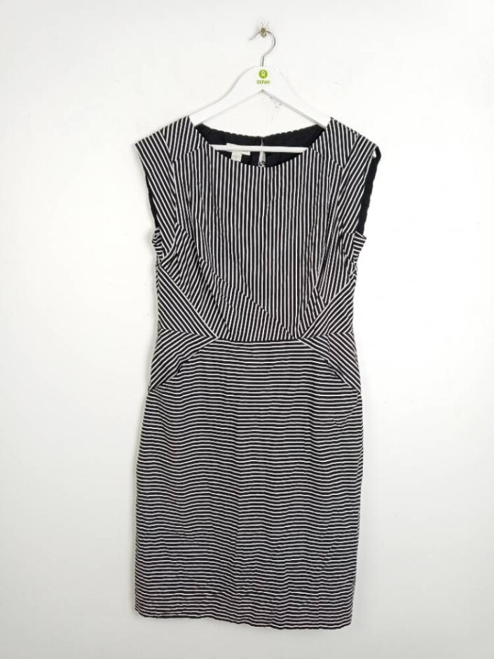 Monsoon Sleeveless Shift Dress Black White Size: 14