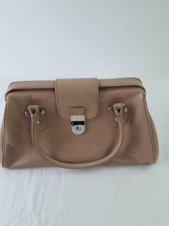 Jasper J Conran Leather Tote Shoulder Bag Doctor Medium Handbag Beige