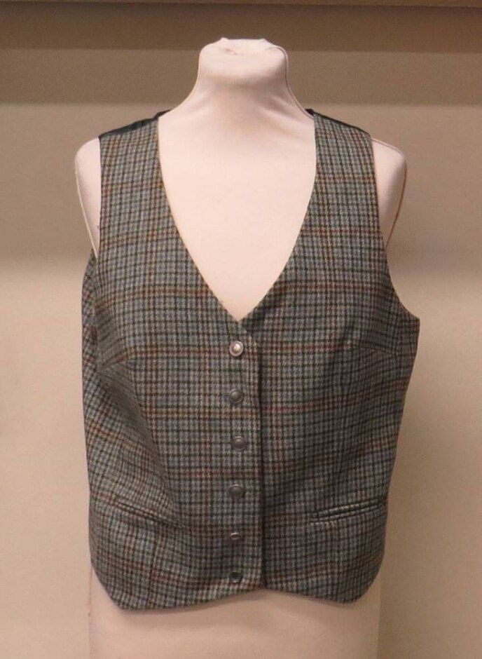 Jigsaw Tweed Waistcoat Green/brown Size: 14