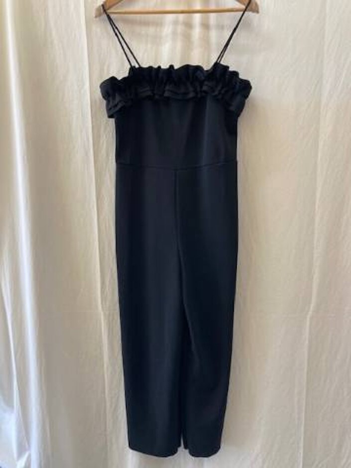 Zara Jumpsuit With Ruffle Black Size: M