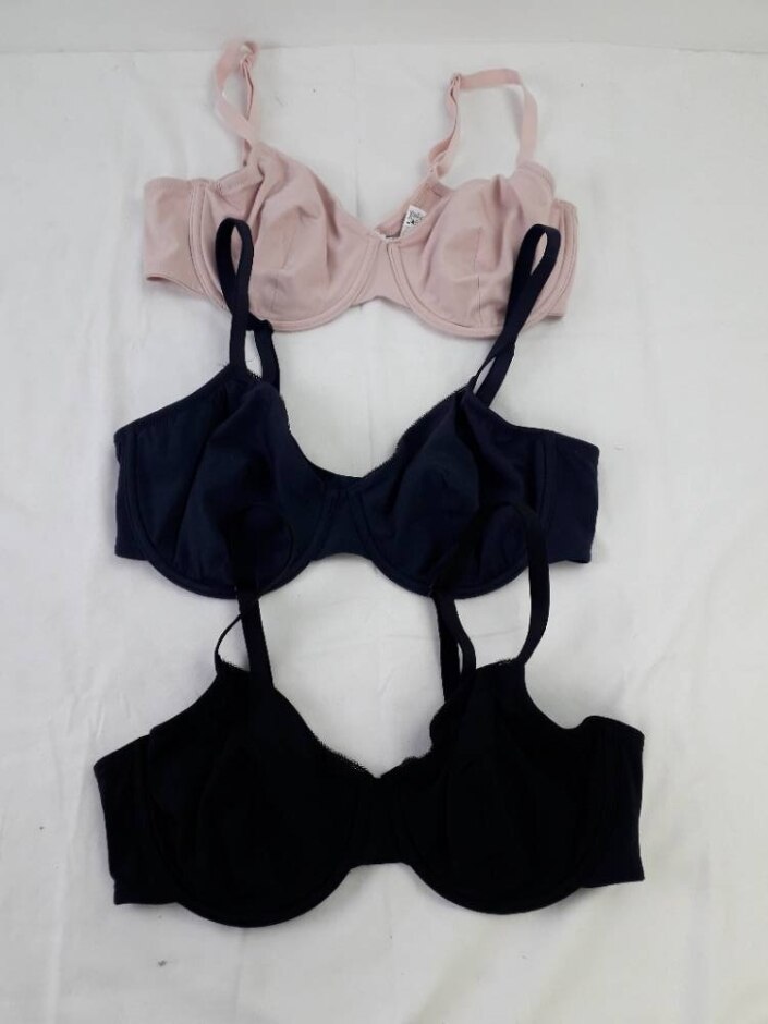 M&s Marks & Spencer Wired Unpadded Bras X 3 Pink Navy Black Size: 34a