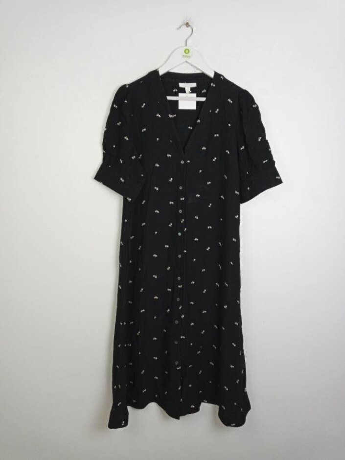 The White Company White Label Ditsy Floral Dress Black Size: 14