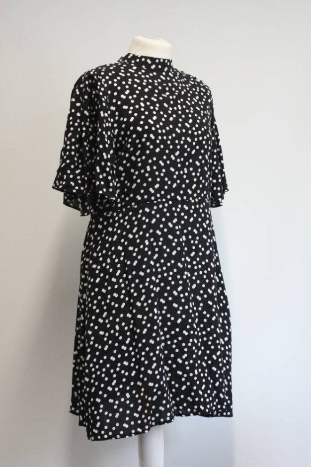 Zara Spot Black/white Dress Black Size: Xl