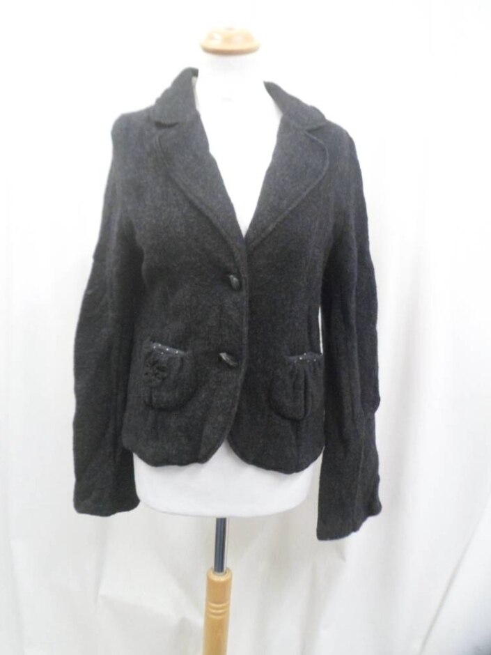 Renaissance Avoca Wool Blend Short Jacket Dark Grey Size: 12