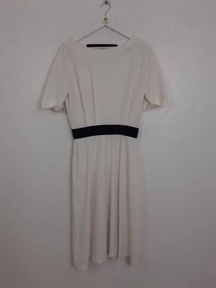 Reserved Women's Waisted A-line Midi Dress Ivory Size: M