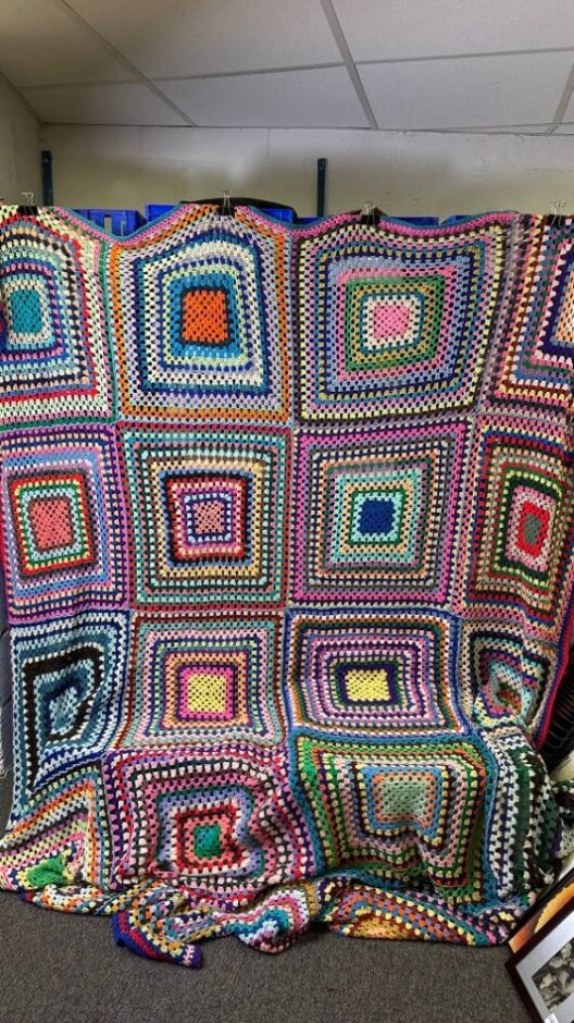 Handmade Colourful Granny Square Crochet Queen Size Large Blanket