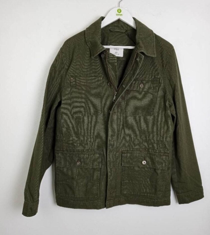 Marks & Spencer Utility Jacket Pure Cotton Khaki Size: M