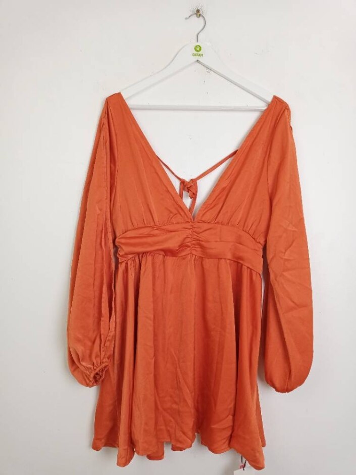 Cider New With Tags Silky Blouse Orange Size: L