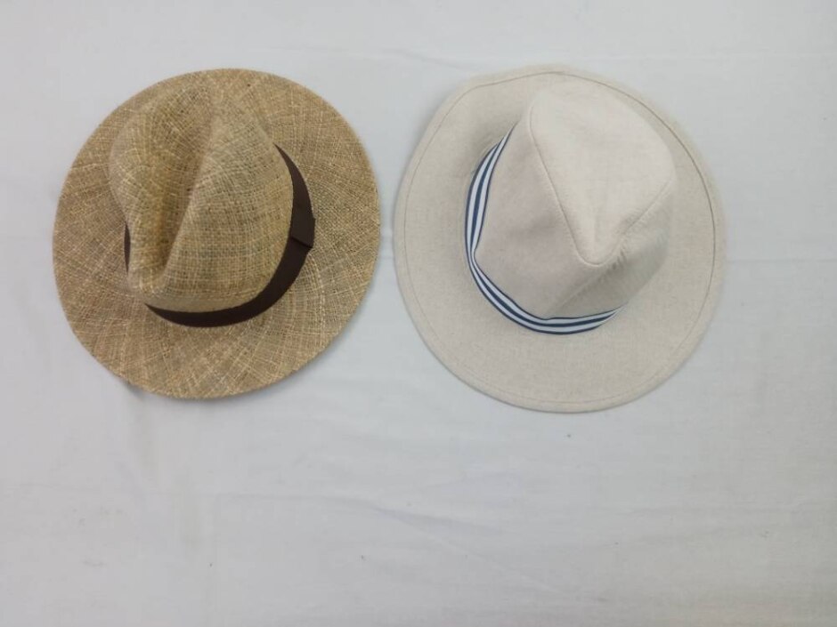 M&s 2pcs Hat Bundle Size M 55-58cm Natural Straw Fedora Hats