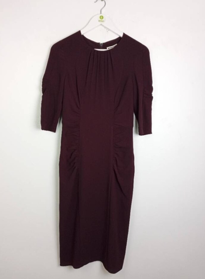 Whistles Women's Textured Bodycon Midi Dress New Colour: Fig Size: 10