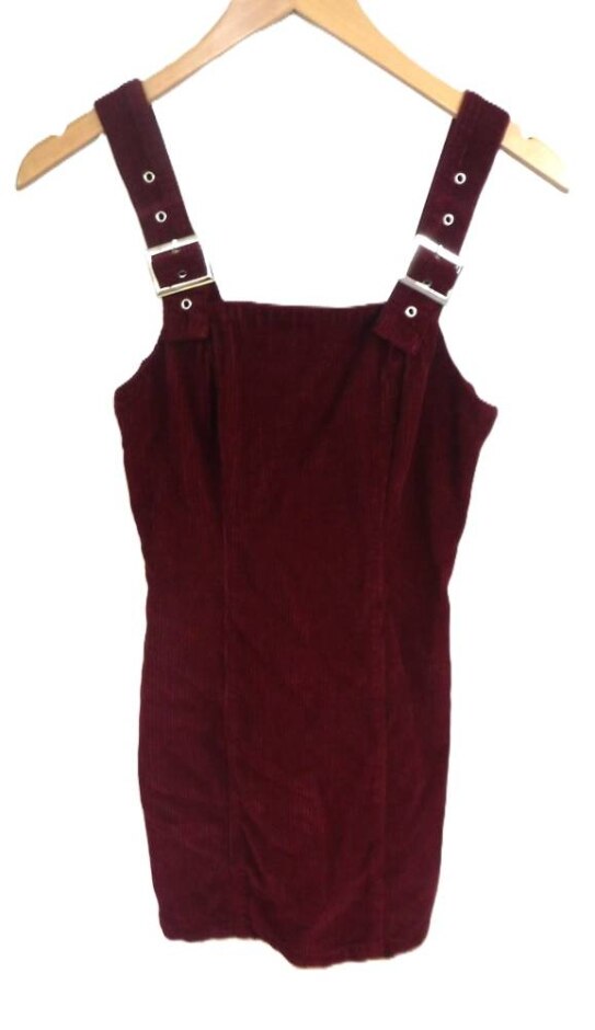 Topshop Pinafore Dress Burgundy Size: 6