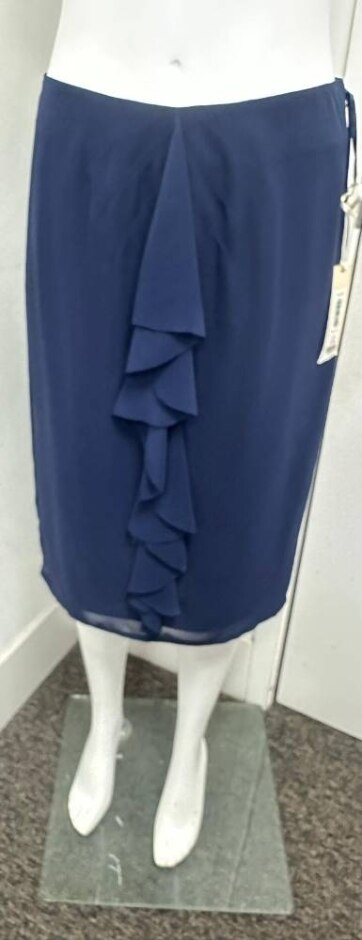Kaliko Ruffle Pencil Midi Skirt Navy Size: 10