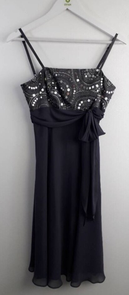 Debut Women's Sleeveless Embellished Dress Grey Size: 10