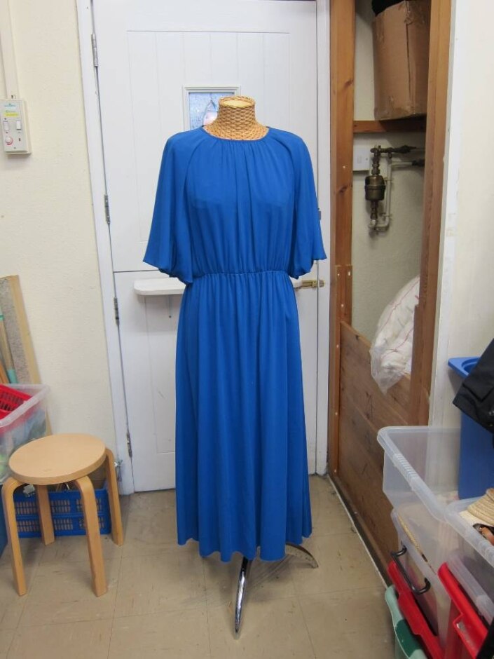 Little Mistress Puff Sleeve Dress Blue Size: 12
