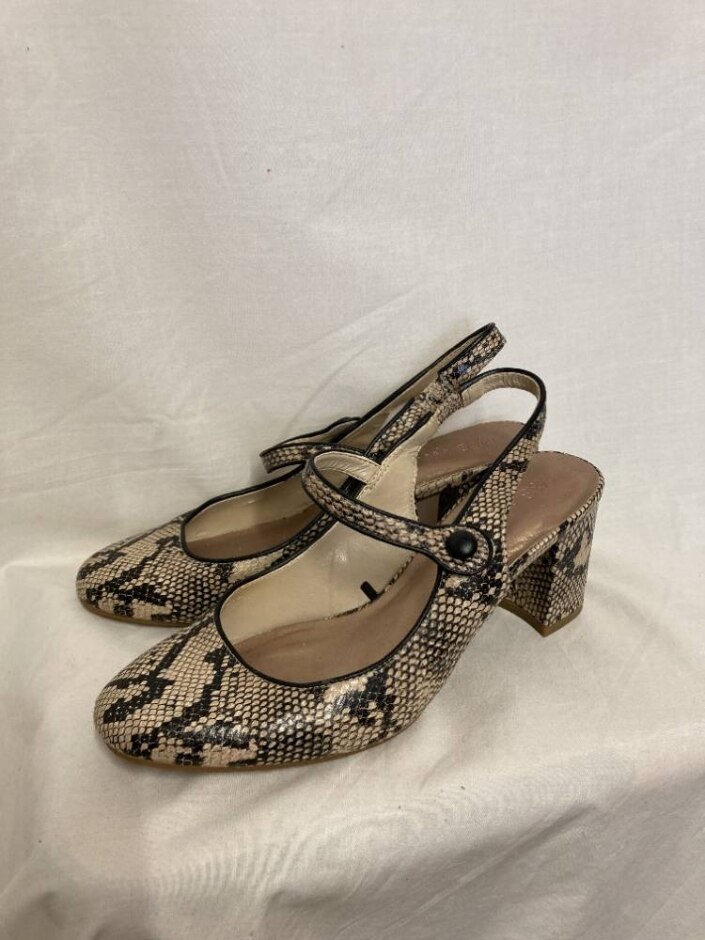 M&s Faux Snakeskin Slingback Mary Jane Heels - Size 4.5 Uk