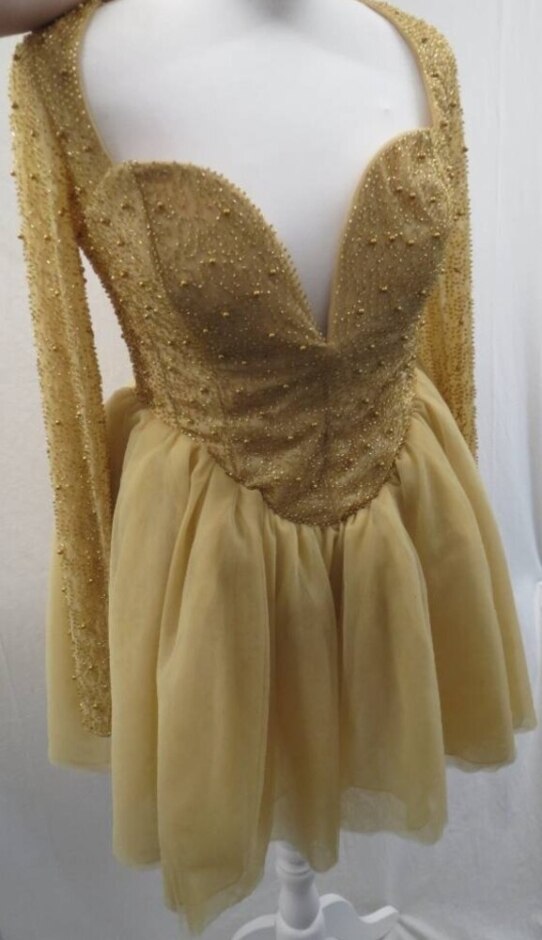 Oh Polly Corset Embellished Mini Dress Gold Size: 12