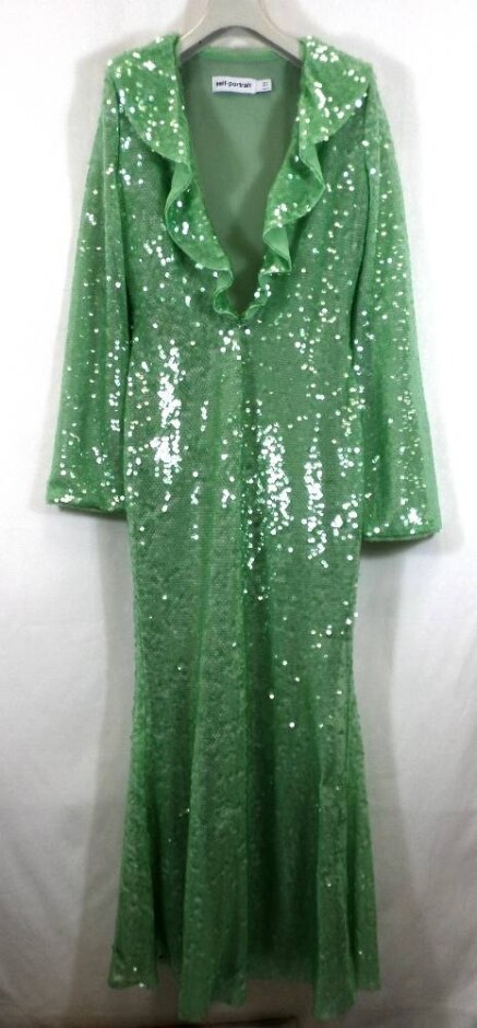 Self-portrait Sequin Dress Green Size: 8