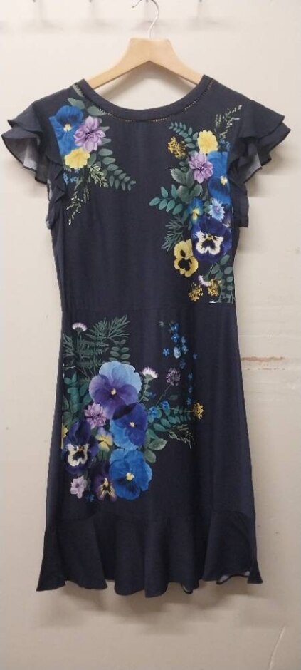 Oasis Floral Dress Navy Blue Size: 8
