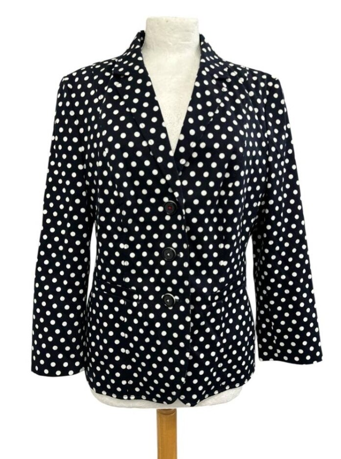 Gerry Weber Jacket Blue White Polka Dot Navy Blue Size: 16
