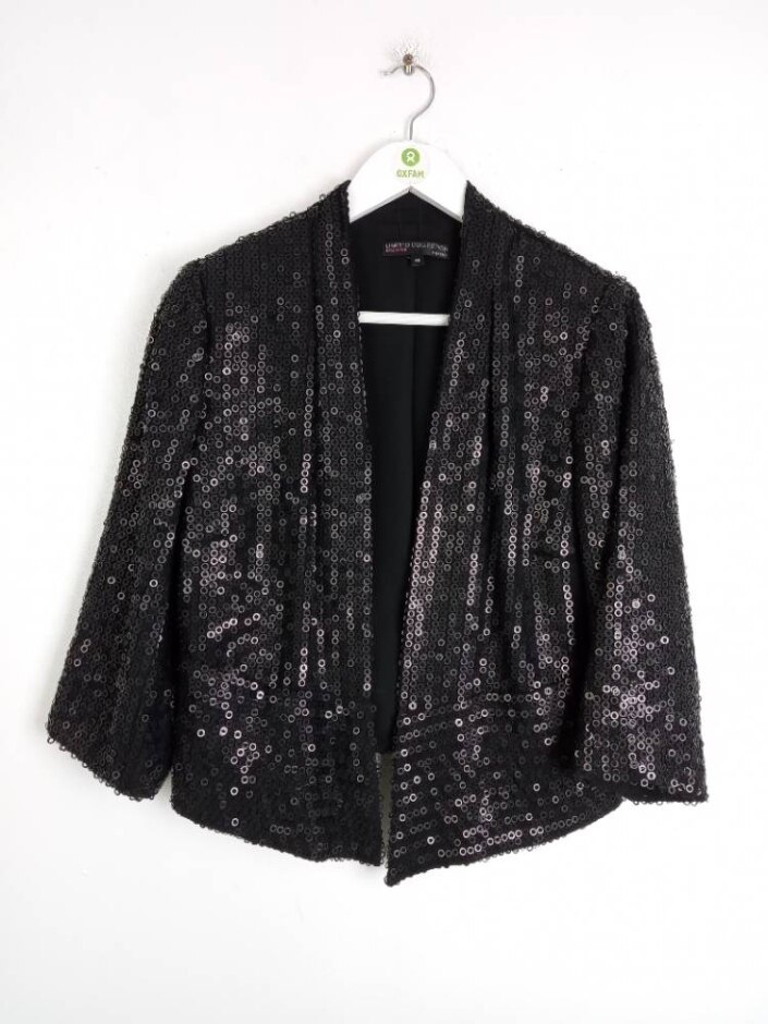 M&s Limited Collection Women's Sequin Embellished Jacket Black Size: 14