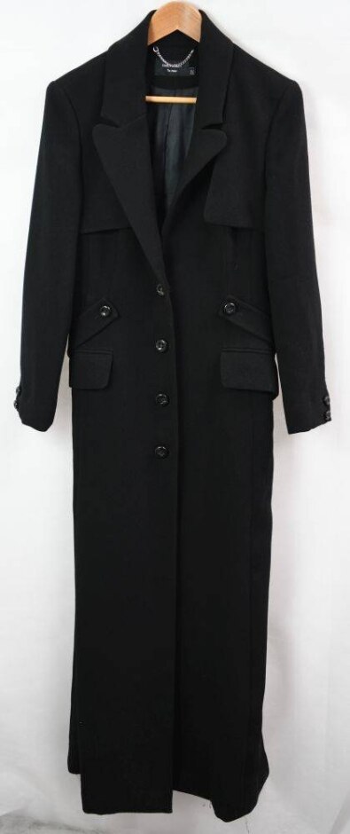 Karen Millen Elegant Long Coat Black Size: 12