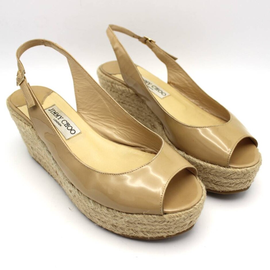 Jimmy Choo Rope Wedges - Beige - Mid Heel - Slingbacks