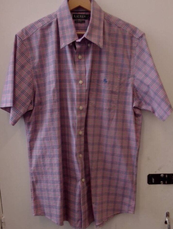Lauren Ralph Lauren Short Sleeve Check Shirt Pink/multi Size: L