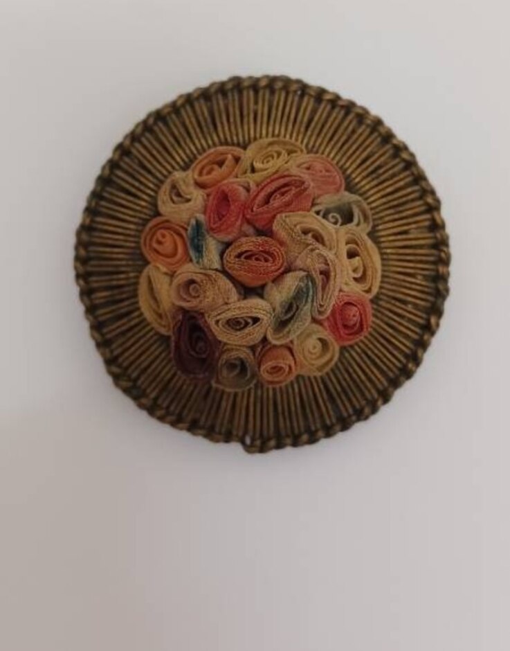 Vintage Rolled Silk Rose Brooch