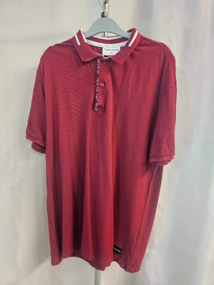 Calvin Klein Polo Shirt Wine Size: Xxl