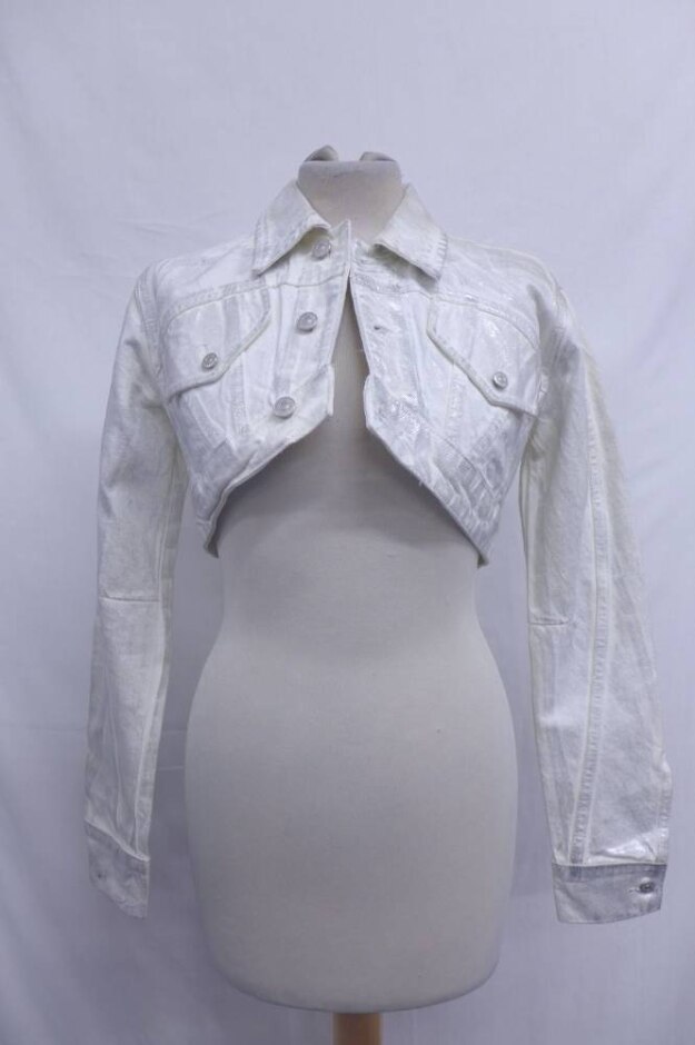 Zara  Metallic Streaked Mini Jacket Silver White Size: Xs