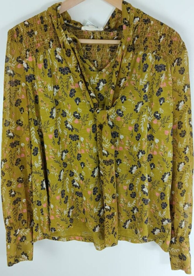 White Stuff Floral Blouse Mustard Size: 12