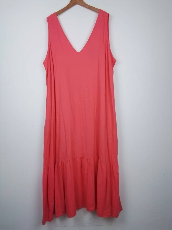 George  V Neck Sleeveless Long Dress  Pink  Size: 16