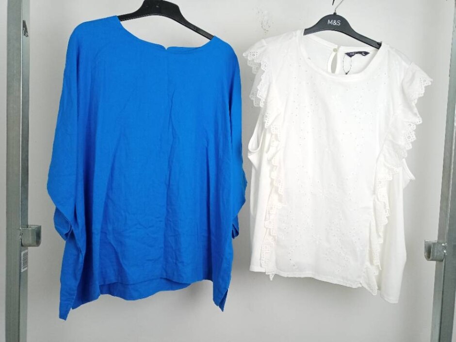 M&s Marks & Spencer 2xbundle Blouse Top Blue White Size: 24