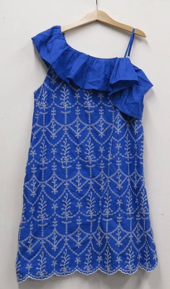M&s Kids Asymmetrical Strap  Dress Blue Size: 10 - 11 Years