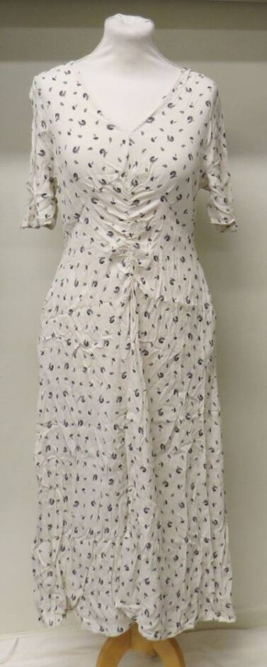 Per Una Short-sleeved Dress Beige & Blue Size: 10