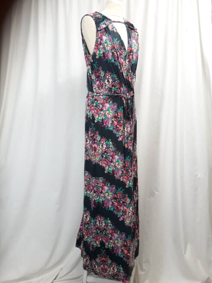 Oasis New Maxi Dress Black/pink Mix Size: M