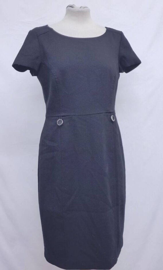 Phase Eight Mid Button Gap Empire Dress Jet Black Size: 12