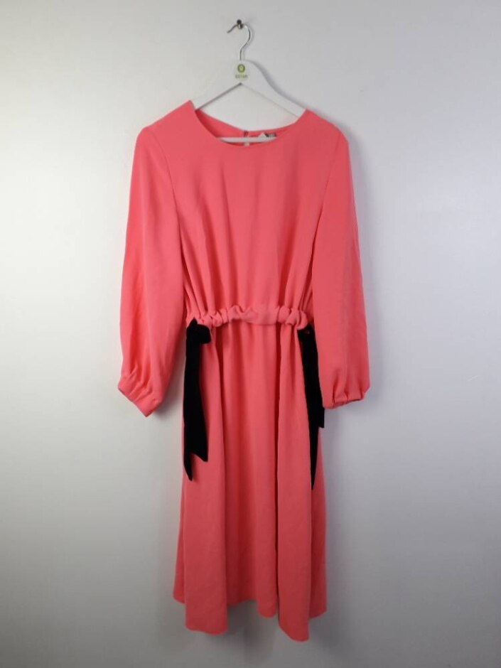 Asos Long Sleeve Midi Dress Pink Black Size: 12