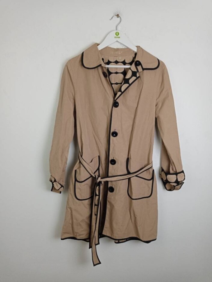 Hobbs Cotton Rich Women's Belted Button Through Coat Beige Size: S