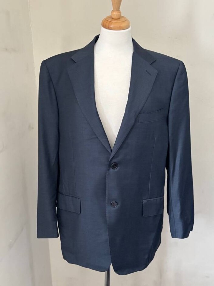 Canali Men Suit 100% Wool Dark Blue Size: Xl